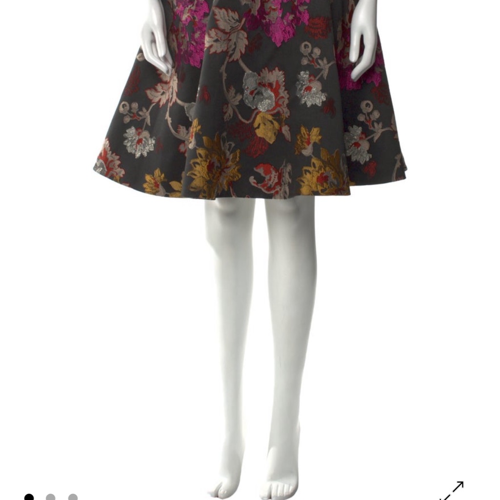 Alice + Olivia Floral A-Line Skirt - Black And Pink